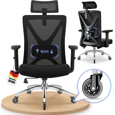 Image de Chaise de bureau ergonomique, chaise de bureau, chaise de bureau 150kg, fauteuil de direction, chaise pivotante, chaise PC, chaise d'ordinateur, fonction bascule 90°-130°, respirable