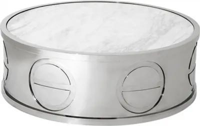 Produktbild von Casa Padrino Luxus Art Deco Designer Couchtisch mit Marmorplatte 100 x H. 32 cm - Wohnzimmer Salon Tisch - Limited Edition