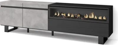 Immagine prodotto di COZY Mobile TV Soggiorno, 200x35x57cm, Per TV fino a 80, Camino elettrico, Cemento