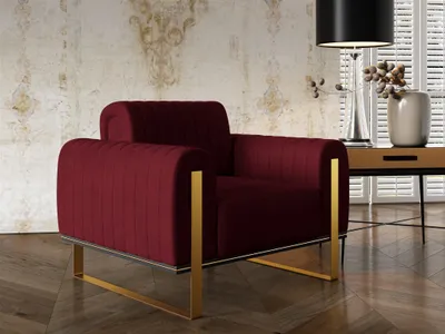 Productafbeelding van Designfauteuil VALERIE, bekleed met stof Elisa Velvet in bordeauxrood
