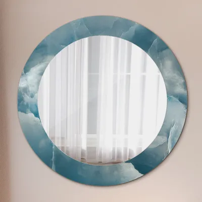 Produktbild von Ø60cm Modern Spiegel - Wandspiegel Wandmontage- Schlafzimmer - Blau Palmen