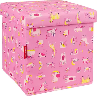 Produktbild von reisenthel sitbox, Hocker, Kiste, Spielzeugkiste, Aufbewahrungsbox, Polyestergewebe, ABC Friends Pink, 27 L, KB3066