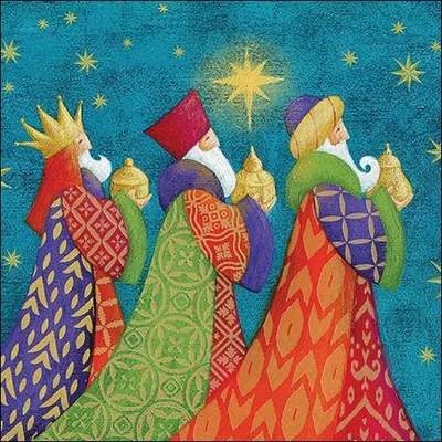 Produktbild von 20 Servietten Kings Gifts - Drei heilige Könige bei Nacht 33x33cm