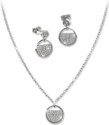 Produktbild von SilberDream Zirkonia Set Kette Anhänger Ohrringe Silber weiß Damen GSS410W