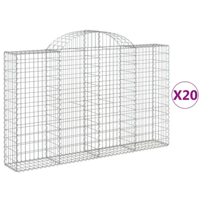 Produktbild von Gabionen mit Hochbogen 20Stk. 200x30x120/140cm Verzinktes Eisen