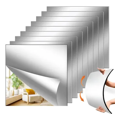 9 Acryl-Spiegelfliesen, selbstklebend, 20x20 cm, für Wanddekoration