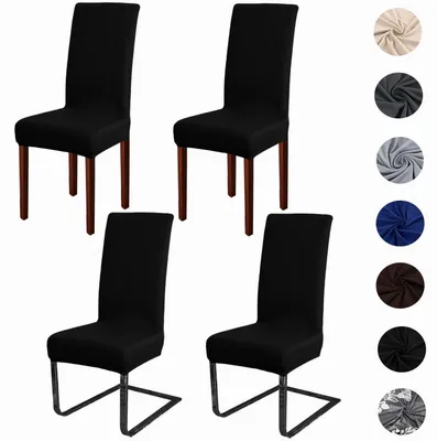 Immagine prodotto di Copri sedie, set da 4, elasticizzati, lavabili, in Spandex, colore nero, dimensioni 45x45x65 cm
