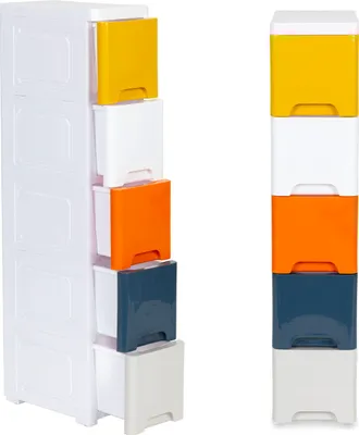 Produktbild von Homelux Rollbarer Spielzeugschrank mit Schubladen 5 Stück, hell 18x32x83 cm