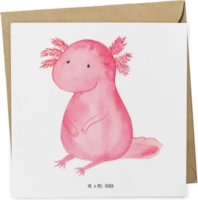 Produktbild von Mr. & Mrs. Panda Klappkarte Axolotl Niedlich - Weiß - Geschenk, Weisheit, Freundin, anlasskarte, Fröhlich, doppelkarte, Glückwunschkarte, faltkarte, Liebe, Grußkarte
