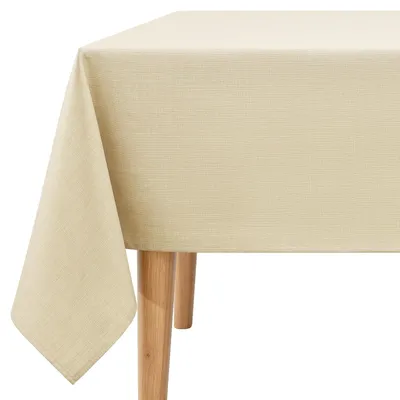 Zdjęcie produktu dla Beżowe obrusy stołowe o wymiarach 300 x 140 cm, wykonane z poliestru, imitujące len