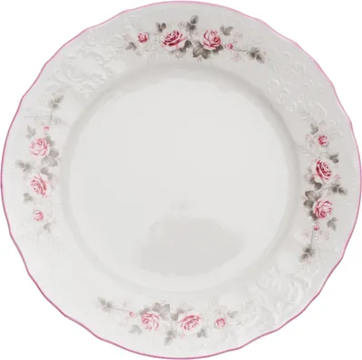 Obrázek produktu pro Thun 1794 Talíř mělký, český porcelán, Bernadotte, 25 cm, růže, růžový proužek, Thun