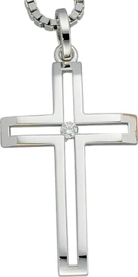 Produktbild von JOBO Anhänger Kreuz 585 Gold Weißgold 1 Diamant Brillant 0,05ct.