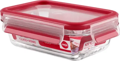 Produktbild von EMSA Clip & Close Frischhaltedose, rechteckig, Borosilikat, 500 ml, rot/transparent