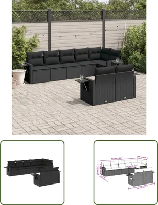 Produktbild von The Living Store 8-tlg. Garten-Sofagarnitur mit Kissen Schwarz Poly Rattan