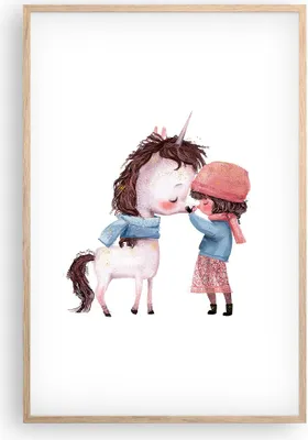 Produktbild von Gerahmtes Poster - Rahmen in heller Eiche - Einhorn Mädchen Kinder - 61x91,5 cm - Wand Bild - Wanddeko - Wandbilder - Kunstposter - Wandposter - Bilderrahmen - Bilder - Kunstdruck - P2NPA61x91-4733