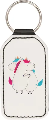 Produktbild von Mr. & Mrs. Panda Schlüsselanhänger Einhörner Umarmen - Weiß - Geschenk, anhänger für schlüssel, schlüsselbund, Familie, Einhorn, Schwester, Taschenanhänger, Liebe