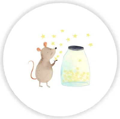 Produktbild von Mr. & Mrs. Panda Rund Magnet Maus Sterne - Weiß - Geschenk, Geburtstag, Schwangerschaft, Geburt, Magnetknopf, Taufe, pinnwand, Kühlschrankmagnet, für pinwand, kühlschrank