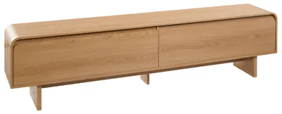 Produktbild von BELIANI TV-Möbel Hellbraun Faserplatte Holzoptik 176 cm Lang 2 Türen Schmal Japandi Schlicht TV-Schrank Fernsehschrank TV-Lowboard Wohnzimmer