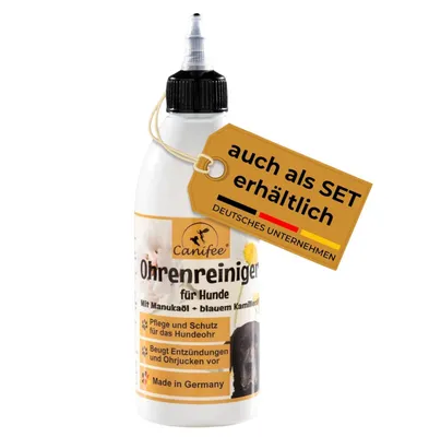 Produktbild von Canifee Ohrenreiniger für Hunde mit Manuka- und Kamillenöl in der 250ml Flasche