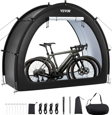 Image de Tente pour vélo VEVOR, pour 1 à 2 vélos, avec fibre de verre très résistante et double fermeture éclair, 1706x2011x792 mm