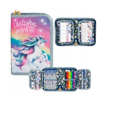 Produktbild von Goldkids - Federmäppchen 1 Fächer -Federmappe 1-Fach Federtasche Gefüllte Schüleretui - Schulmäppchen und Hausaufgabenheft - Einhorn Motiv