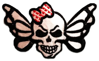 Produktbild von Schmetterling Totenkopf - Aufnäher, Bügelbild, Aufbügler, Applikationen, Patches, Flicken, Zum Aufbügeln, Größe: 9,5 x 5,5 cm