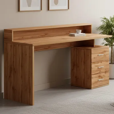 Produktbild von Dmora Schreibtisch Svevo 160x90x60h cm Braun 3 Schubladen, 1 Regal