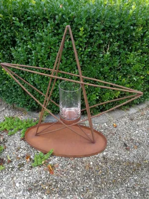 Produktbild von Edelrost Drahtstern mit Glaswindlicht Drahtstern - 50 cm