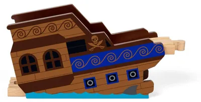 Produktbild von Bigjigs Rail Holz-Schiffswrack-Brücke, Piraten-Thema Eisenbahn-Zubehör