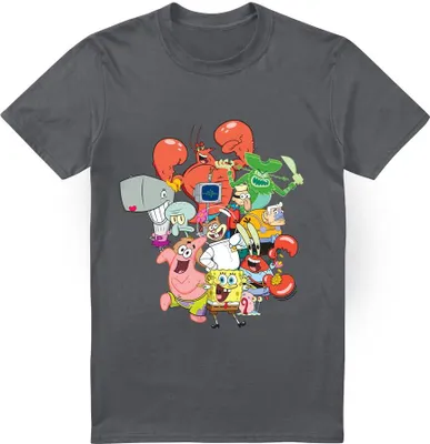 Image de Bob l'Éponge SquarePants - "The Whole Gang" T-shirt pour homme TV6659 (4XL) (Charbon de bois)