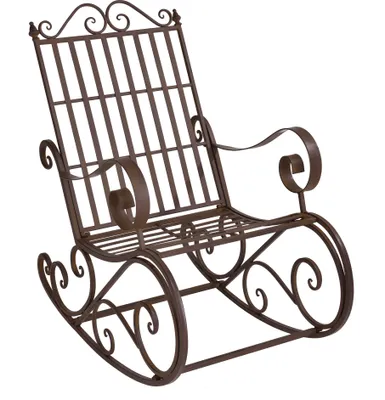 Hojdacie kreslo Geraldton 92x59x90cm Hojdacie kreslo Country Style Swing Armchair Metal Brown [en.casa]
