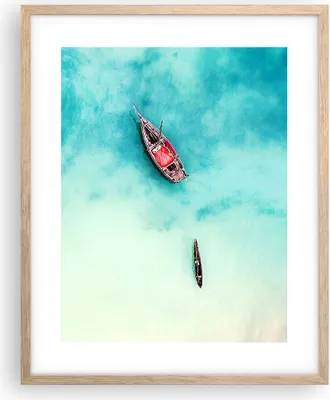 Produktbild von Gerahmtes Poster - Rahmen in heller Eiche - Insel Boot Schiff Ozean - 40x50 cm - Wand Bild - Wanddeko - Wandbilder - Wandposter - Bilderrahmen - Bilder - Kunstdruck - Wandbild - P2NPA40x50-2923