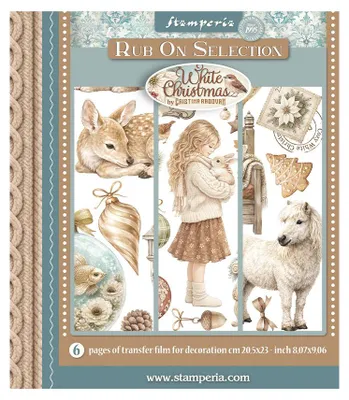 Produktbild von Stamperia XL Rub On Set White Christmas 20.5 x 23.0 cm Weihnachtsmotive
