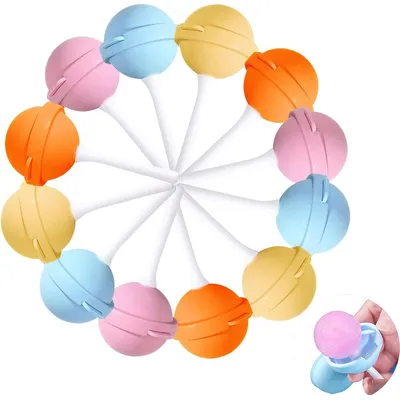 Produktbild von Lebensmittelechte Silikon Eis am Stiel Formen 12 Stück Set Lollipop Design hitzebeständig -40 bis +230°C für Eis Kuchen Schokolade
