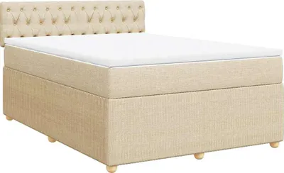 Produktbild von vidaXL Boxspringbett mit Matratze Creme 140x190 cm Stoff