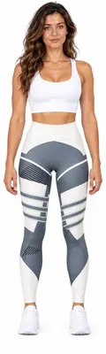 Produktbild von Stylische Damen-Sportleggings, Leggings mit hohem Bund, Shapewear, Sporthose, Weiß - S