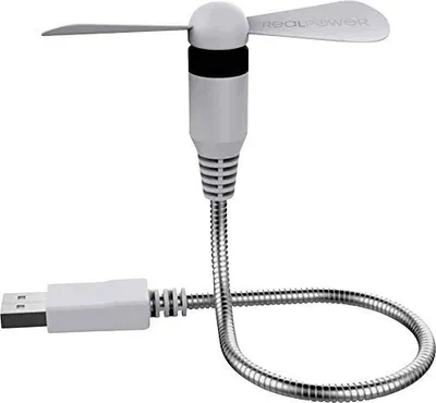 Produktbild von RealPower 335266, Haushalts-Lamellenlüfter, Blau, Tisch, 13000 RPM, Silber, USB