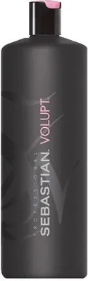 A black bottle of Sebastian Professional Volupt Shampoo.