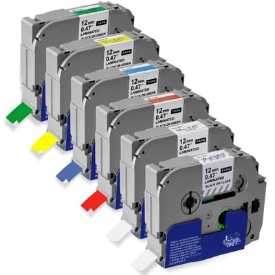 6er-Pack Kompatibles 12mm P-Touch Band für Brother