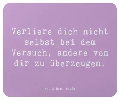 Produktbild von Mr. & Mrs. Panda Mousepad Spruch Selbstzweifel vermeiden - Lavendeltraum - Geschenk, Stimmung, inneres Gleichgewicht, mentale Gesundheit, Zitat, pc mauspad, Gefühl, Mut