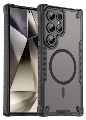 Produktbild von Defender Hülle für Samsung Galaxy S24 Ultra Schutzhülle Matt Schwarz Magsafe Backcover Handy Case