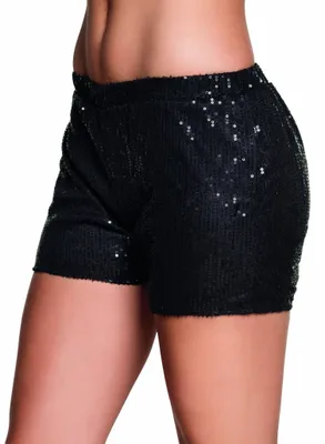 Image de Shorty à paillettes noir pour femme - Taille unique