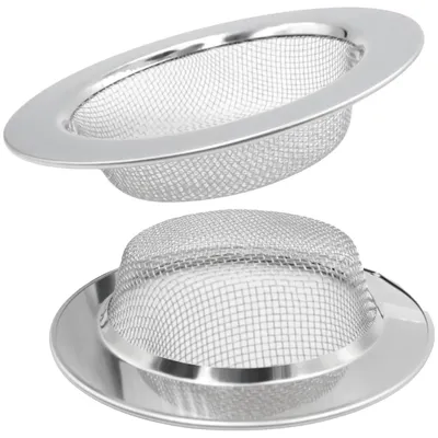 Image de Crépine de vidange, 2 pièces, en acier inoxydable, mailles fines, protection contre les obstructions, filtre à cheveux, pour cuisine ou salle de bain