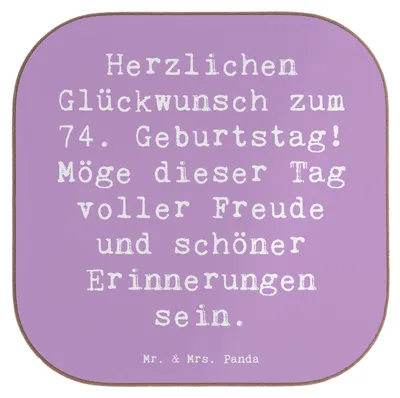 Produktbild von Mr. & Mrs. Panda Untersetzer für Gläser Spruch 74. Geburtstag Freude - Lavendeltraum - Geschenk, Coaster, Happy Birthday, Tassen, siebzigvierter, gläseruntersetzer, Tasse