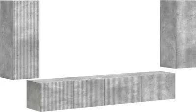 Image de vidaXL : Ensemble de meubles TV, 4 pièces, gris béton, panneaux de particules