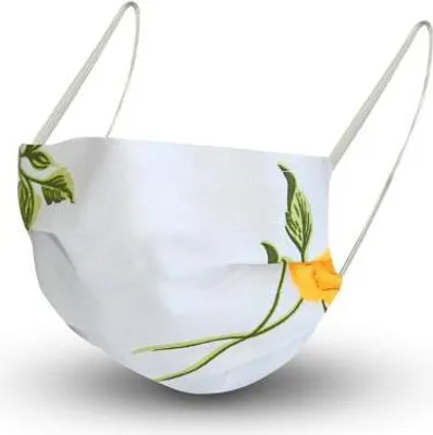 Produktbild von Design Maske aus Baumwolle mit em Innenvlies - Blume Gelb Floral Blüten - 15572 + Gratiszugabe