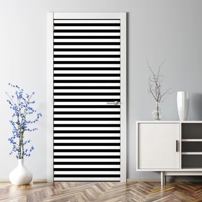 Produktbild von Dekorative Türaufkleber Raumdekoration selbstklebend Türposter Weiße und schwarze Streifen 85 x 200 cm