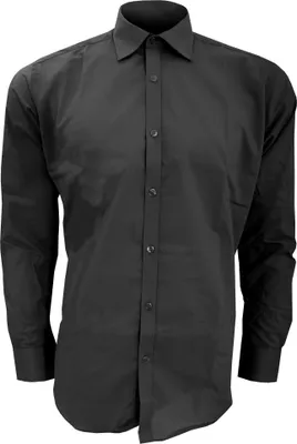 Produktbild von Kustom Kit Herren Hemd / Business-Hemd, langärmlig BC2684 (Kragenweite 44) (Schwarz)