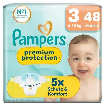 Produktbild von Pampers Premium Protection Größe 3, 48 Windeln, 6kg-10kg