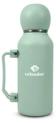 Immagine prodotto di Cebador - Thermos YerbaGo da 1,3 l - Thermos 3 in 1, tazza per mate, bombilla - Acciaio inossidabile verde - Isolamento sottovuoto  - A doppia parete, mantiene la temperatura